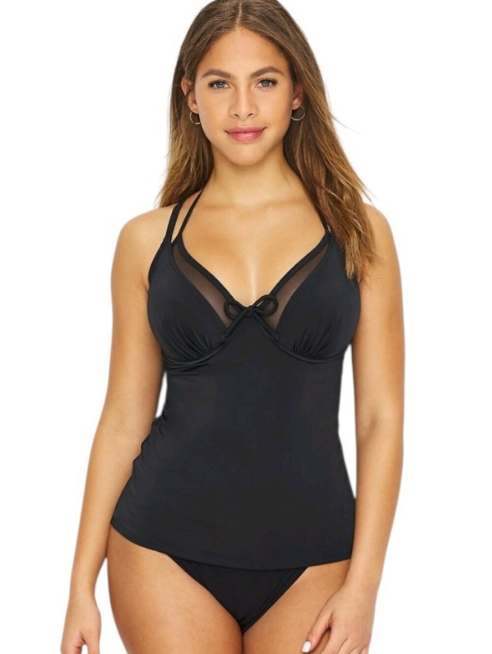 Pour Moi Black Space Tankini Top 34C NWT Built-In Bra NWT